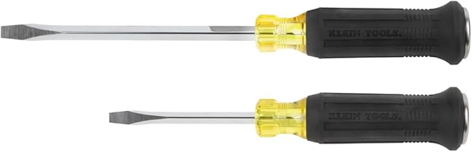 Klein Tools 85442DD Screwdriver Set, Demolition Screwdriver, 1/4-Inch and 5/16-Inch Keystone Tips with Plated Metal Strike Cap, 2-Piece