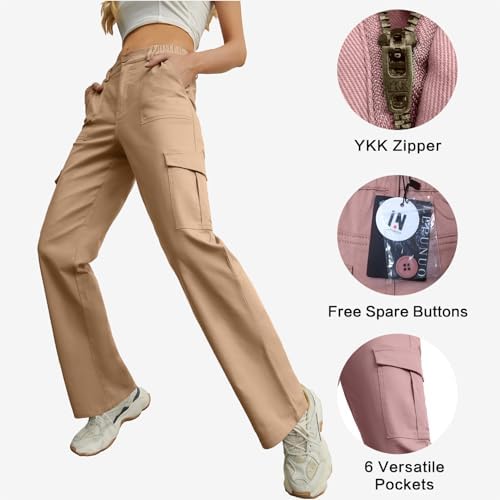 Lepunuo Cargo Pants for Women High Waisted Casual Pants Baggy Stretchy Wide Leg Y2K Streetwear with 6 Pockets