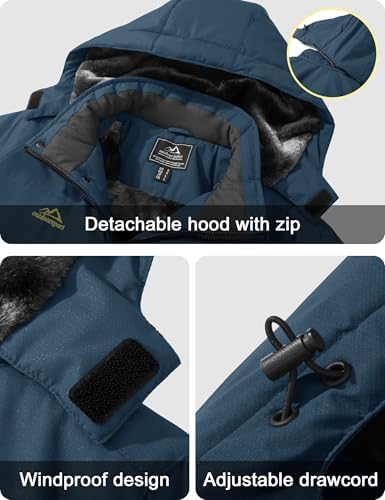 MAGCOMSEN Men's Winter Ski Jacket Waterproof Snow Fleece Lined Warm Coats