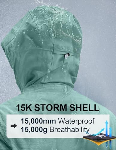 Women's Pro Ski Jacket, Waterproof 15K Snowboard Jacket, Insulated Winter Coat with Helmet Hood & Armpit Vents