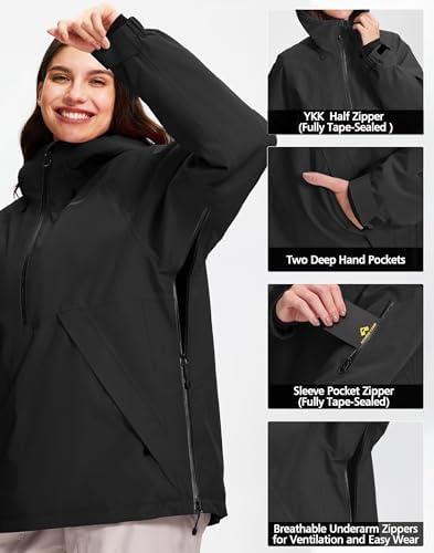 Pionner Camp Womens Ski Jacket Snow Coat Waterproof Baggy Anorak Snowboard Hoodie Insulated Pullover Winter Sports Mountain