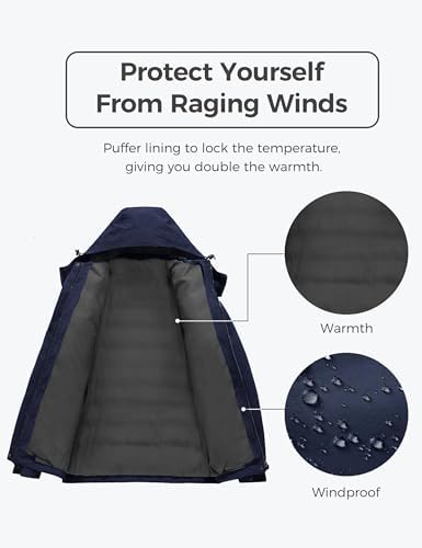 wantdo Women's 3 In 1 Ski Jacket Cotton Padded Liner Winter Coat