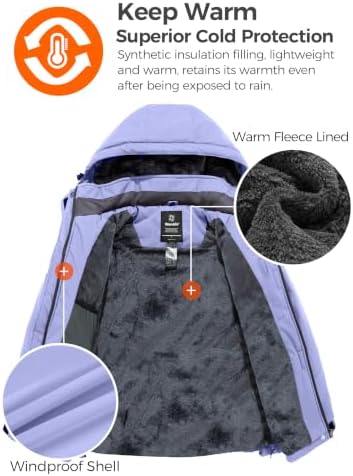 Wantdo Women's Ski Jacket Waterproof Warm Winter Coat Snow Snowboard Jacket