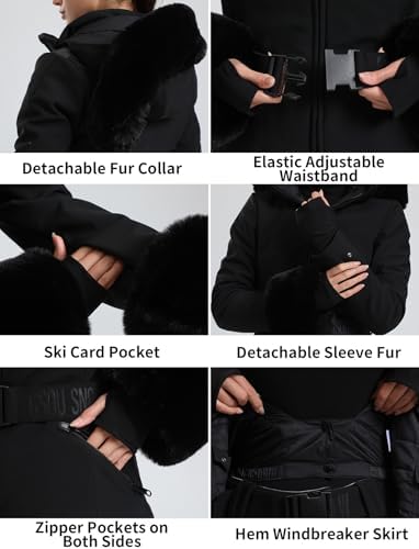 GSOU SNOW Women's Ski Jacket Slim Snow Jacket Waterproof Insulated Coat