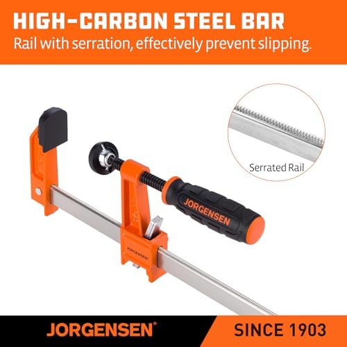 Jorgensen 6" Heavy-Duty Steel Bar Clamp Set, 1000 lbs Load Limit, 2-Pack