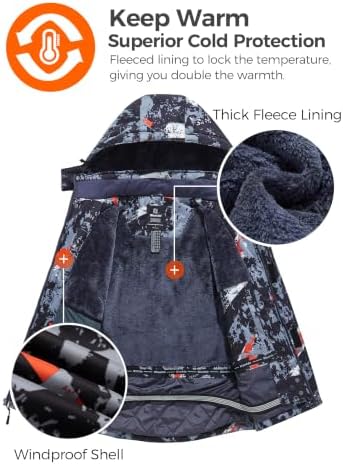 Wantdo Men's Ski Jacket Waterproof Warm Winter Snow Coat Snowboard Jacket