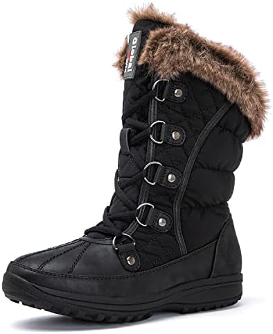 GLOBALWIN Women's Snow Boots Waterproof Mid-Calf Winter Boots with Thermal Fleece Lining, Insulated Cold Weather Protection, and Non-Slip Sole for Snowy Commutes