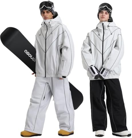 GSOU SNOW Mens Womens Snowboard Jacket Baggy Ski Snow Coat Waterproof