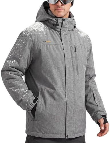 FREE SOLDIER Men's Winter Ski Snow Jacket Warm Fleece Lined Coats