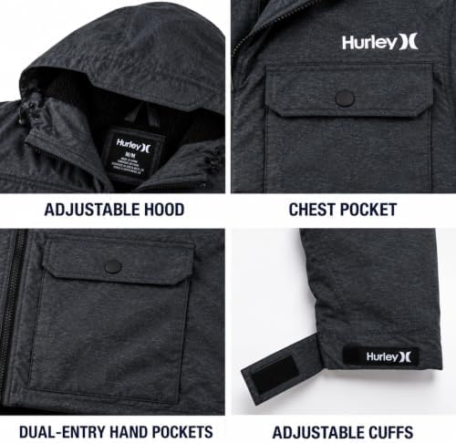Hurley Mens Winter Parka Jacket, Sherpa Lined Hooded Winter Coat