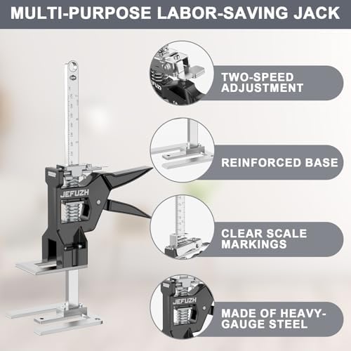 Labor Saving Arm Jack 2 Pack, 12 Inch Furniture Lifter with 440LB Capacity, Precise Descent Control for Slow/Fast Lifting, Furniture Jack for Door Positioning, Wall Tile Leveling, Sofa Moving