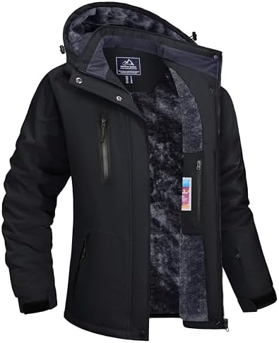 TACVASEN Women's Waterproof Winter Jacket Ski Hooded Insulated Jacket Fleece Warm Snow Outdoor Rain Windbreaker