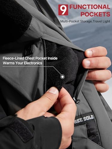 Men's Winter Waterproof Ski Snow Jacket with Hood