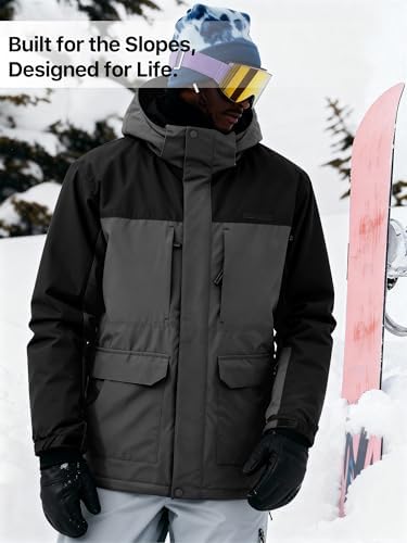 Men's Winter Waterproof Ski Snow Jacket with Hood