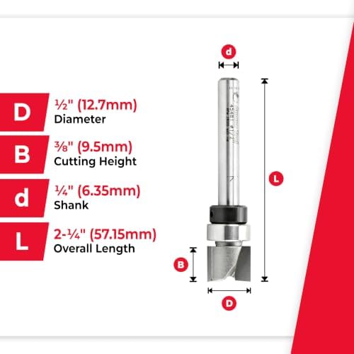 Amana Tool 45463-3TS Carbide Tipped Flush Trim Plunge Template Router Bit 3/4 Dia x 1 Inch x 1/2 Shank with Upper Ball Bearing 3 Flute