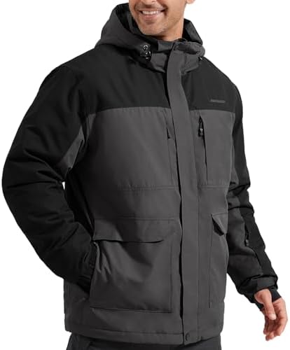Men's Winter Waterproof Ski Snow Jacket with Hood
