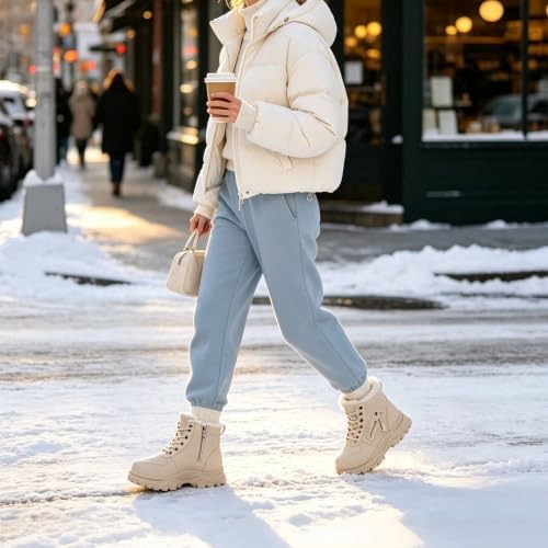 Womens Snow Boots Warm Winter Shoes Lace Up Ankle Booties