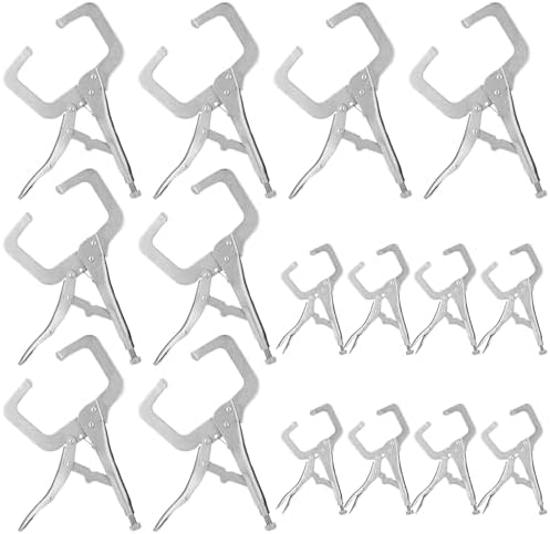 Yexiya 16 Pack 11 Inch 6 Inch Locking C Clamp Locking Pliers Adjustable Welding Clamp Heavy Duty Alloy Steel with Regular Tip for Woodworking Shop Home Farm