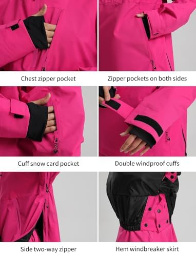 GSOU SNOW Womens Ski Jacket and Pants Set Baggy Snowboard Jacket Snow Suit