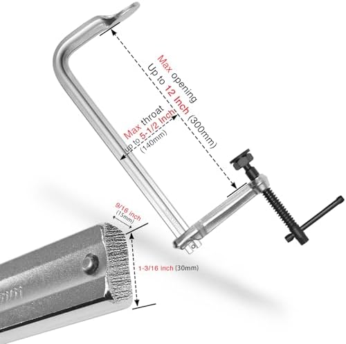Heavy-Duty 12-Inch F-Clamps, 2-Pack, 3450 Lbs Forged Alloy Steel