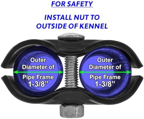 1-3/8" Black Chain Link Fence Panel Clamps with Bolts and Nuts - Saddle Clamps for Dog Kennels and Temporary Fencing (8 Pack)