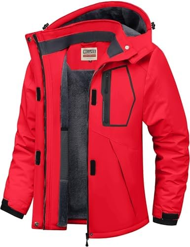 WULFUL Women's Waterproof Ski Jacket Warm Winter Coats Windproof Winter Jackets for Women Fleece Lined Windbreaker with Hood