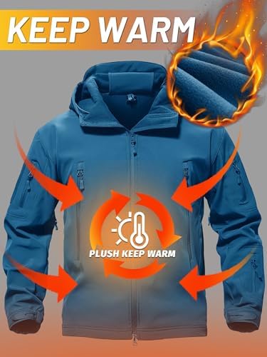 TACVASEN Men's Fleece Softshell Jacket Waterproof Winter Tactical Hooded