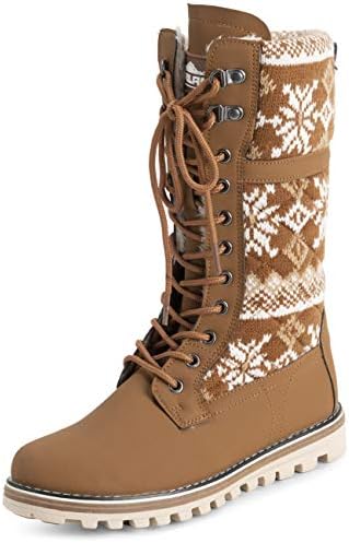POLAR Womens Faux Fur Warm Thermal Waterproof Outdoor Walking Snow Winter Rubber Sole Calf Boots