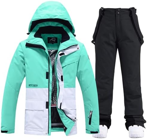 Women's Ski Jackets and Pants Set Waterproof Insulated Snowsuit Winter Warm Skisuit Fashion Snowboarding Snow Coat