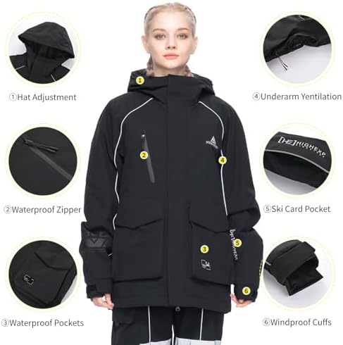 Womens Mens Snowboard Jacket Baggy Snow Ski Coat with Hood