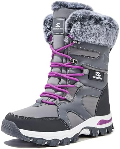 HOBIBEAR Women's Mid-Calf Faux Fur Snow Boots, Water-Resistant Winter Boots