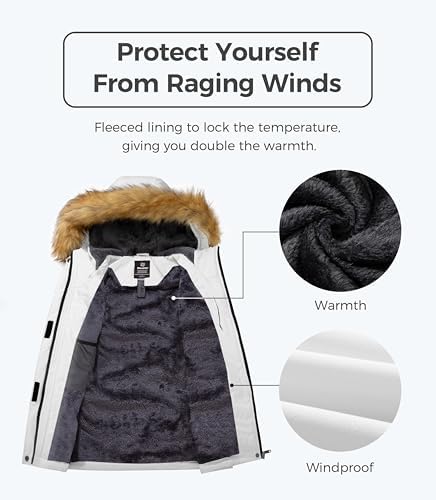 wantdo Women's Waterproof Ski Jacket Warm Fleece Lined Snow Winter Coat