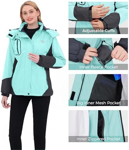 wantdo Women Hardshell Waterproof Windproof Insulated Ski Trekking Jacket