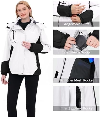 wantdo Women Hardshell Waterproof Windproof Insulated Ski Trekking Jacket