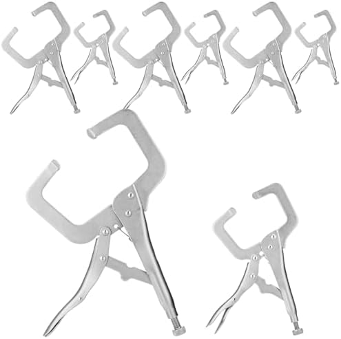 Yexiya 8 Pack 11 Inch 6 Inch Locking C Clamp Locking Pliers Adjustable Welding Clamp Heavy Duty Alloy Steel with Regular Tip for Woodworking Shop Home Farm