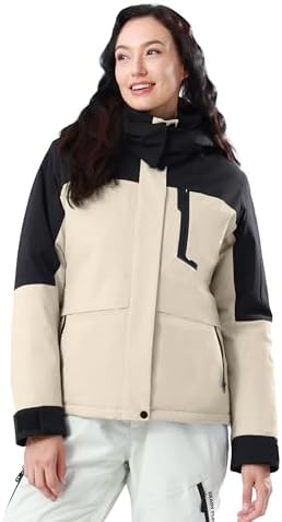 CAMELSPORTS Women's Waterproof Snow Ski Jakcet Fleece Warm Winter Coat Hooded Windproof Insulated Snowboarding Jacket
