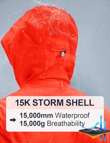 Women's Pro Ski Jacket, Waterproof 15K Snowboard Jacket, Insulated Winter Coat with Helmet Hood & Armpit Vents