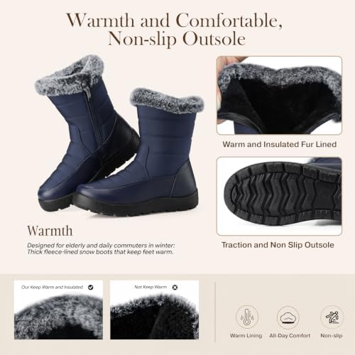 SHIBEVER Women Winter Snow Boots: Waterproof Fur Insulated Warm Ankle Boot