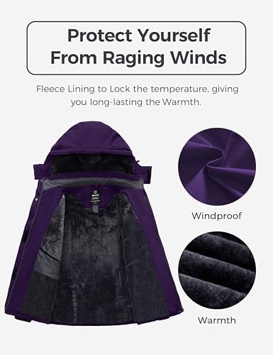wantdo Women's Plus Size Ski Jacket Waterproof Winter Coat Snow Jacket Hood