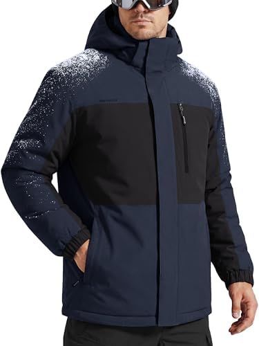 FREE SOLDIER Men's Warm Winter Fleece Lined Ski Snow Jacket with Hood