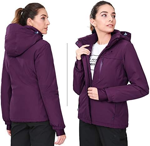 CAMEL CROWN Women’s Mountain Snow Waterproof Ski Jacket Detachable Hood Windproof Fleece Parka Rain Jackt Winter Coat