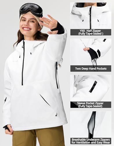Pionner Camp Womens Ski Jacket Snow Coat Waterproof Baggy Anorak Snowboard Hoodie Insulated Pullover Winter Sports Mountain