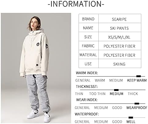 SEARIPE Womens Ski Jacket Mens Snow Jacket Waterproof Winter Snow Coat Couples Pullover Snowboard Hooded