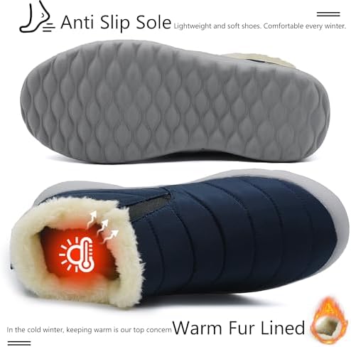 Winter Boots for Women Lightweight Comfortable Plush Waterproof Stylish Solid Color Ladies Ankle Shoes