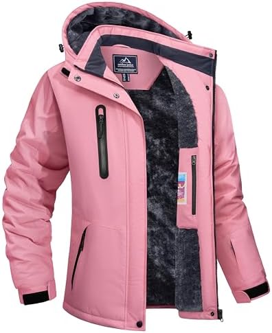 TACVASEN Women's Waterproof Winter Jacket Ski Hooded Insulated Jacket Fleece Warm Snow Outdoor Rain Windbreaker