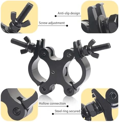 Stage Light Clamps, Lighting Truss Swivel Coupler Clamps for Dj light, 40mm-52mm Dual Swivel Tube Clamp, Type-O Clamp Used for Par Light, Spotlight and Moving Head(Black)