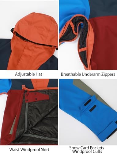 GSOU SNOW Mens Snowboard Jacket Snowboarding Ski Jacket Pullover Waterproof