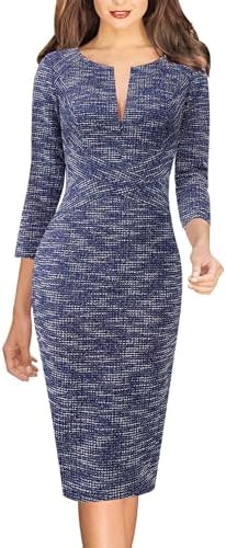 VFSHOW Womens Work Business Office Zipper Up Slim Bodycon Sheath Dress