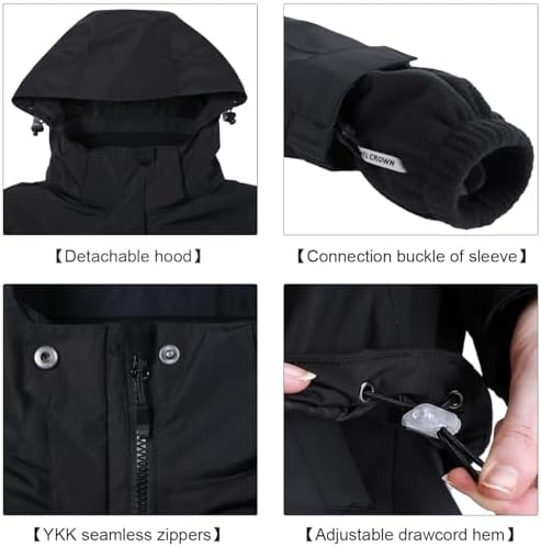 CAMEL CROWN Women's Waterproof Ski Jacket 3 in 1 Winter Coat Windbreaker Snowboard Jackets for Rain Snow Outdoor Hiking