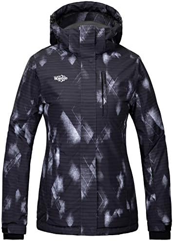 Wantdo Women's Waterproof Ski Jacket Colorful Printed Fully Taped Seams Rain Coat Warm Winter Parka